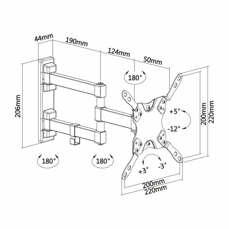 Aisens Wt42tsle-011 Suporte de Parede Extensível / Giratório / Inclinado / Nivelado para TV 13-42"…