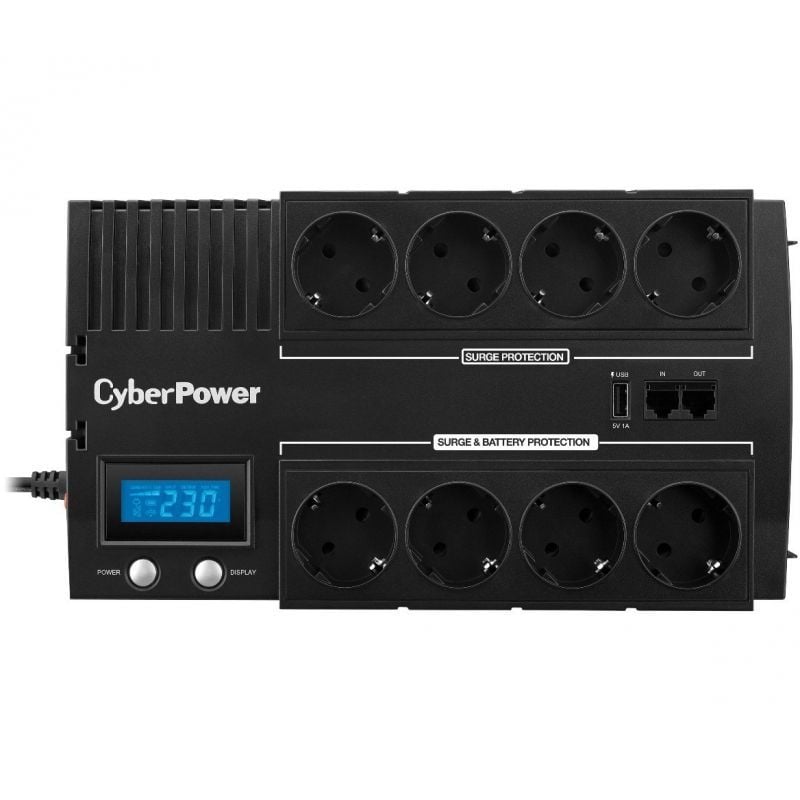 Cyberpower BR1200ELCD UPS Interactiva em Linha / 1200va-720w / 8 Saídas / Formato de Bloco
