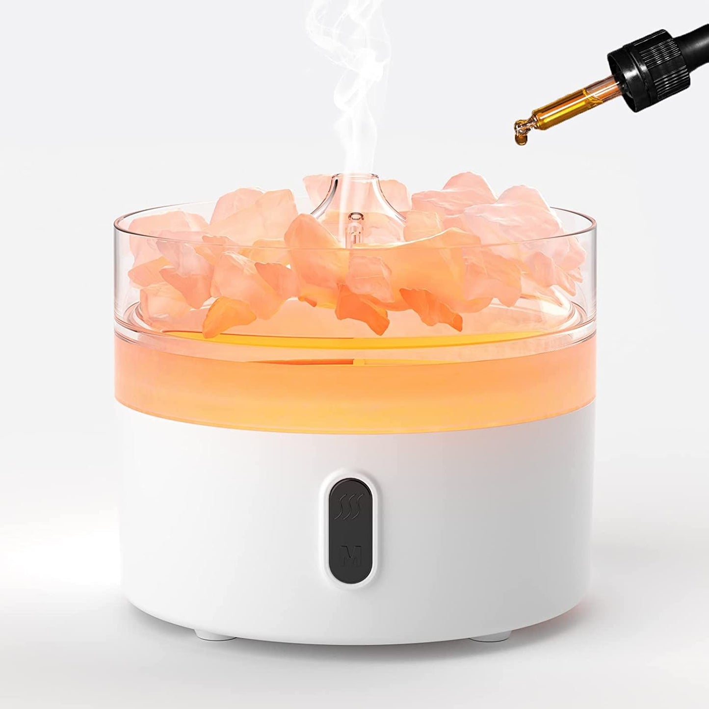 Difusor de aromas com sal dos Himalaias - Luz de presença - USB-C - Efeito de chama (sal incluído)