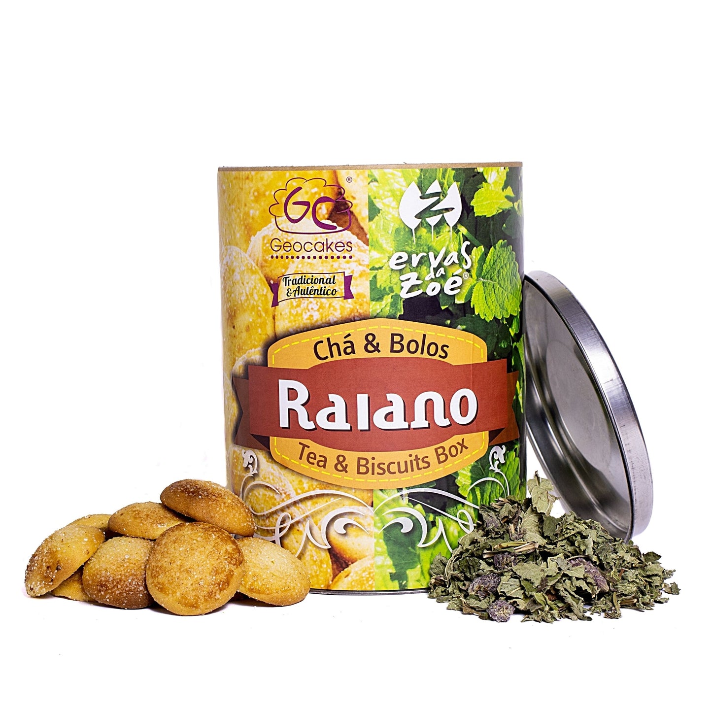 RAIANO Biológico - Chá de Ervas e Broas de Mel em Lata Eco | Geocakes