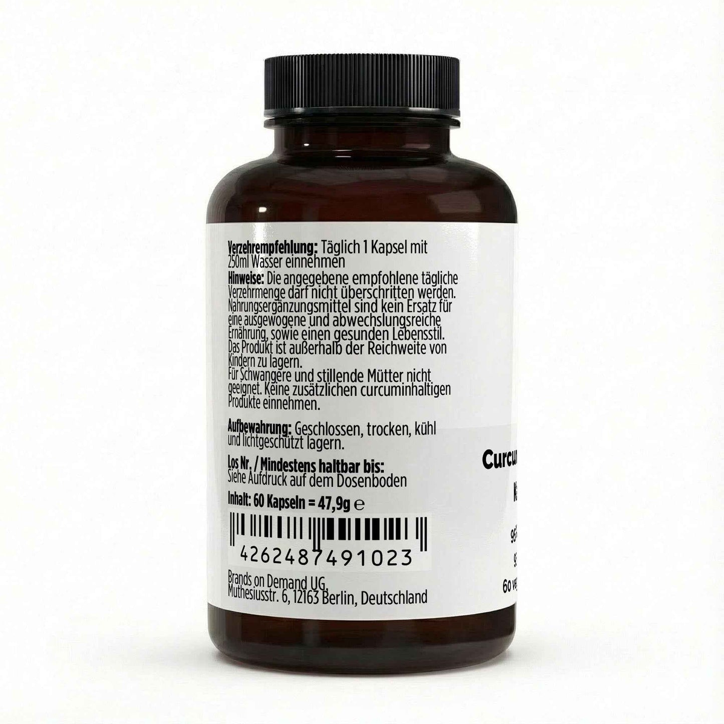 Cúrcuma (95% curcumina) + piperina - 60 cápsulas