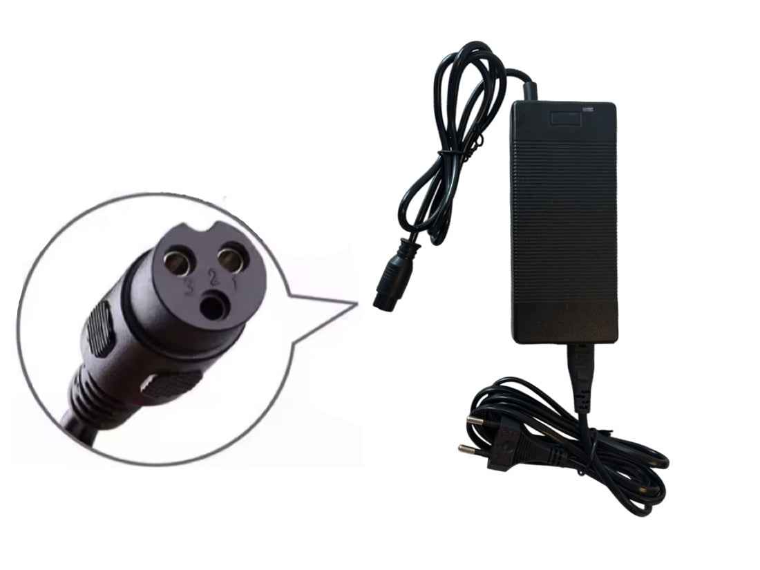 Carregador 36 volts 2Ah, conector GX16 de 3 pinos