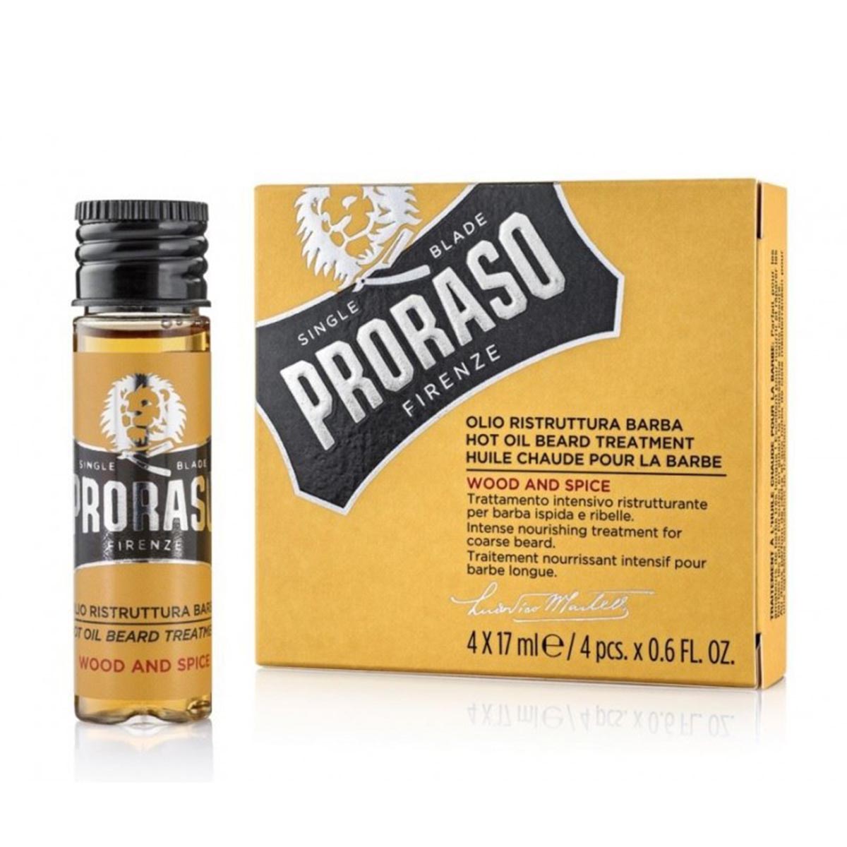 Proraso Wood & Spice Óleo Quente para Barba – 4 × 17 Ml