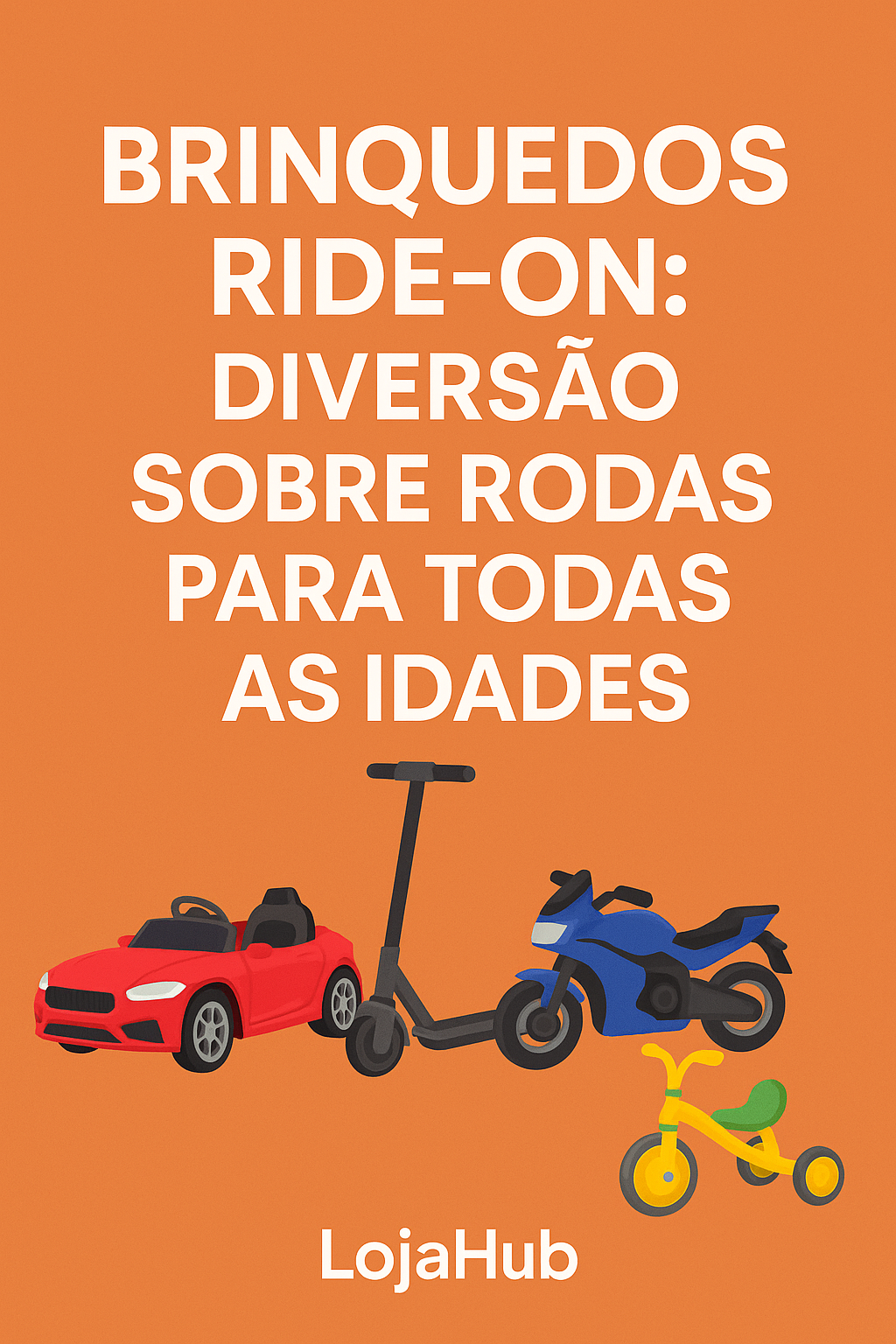 Brinquedos Ride-On variados, incluindo carrinhos e scooters, ideais para as crianças com melhores carrinhos elétricos crianças