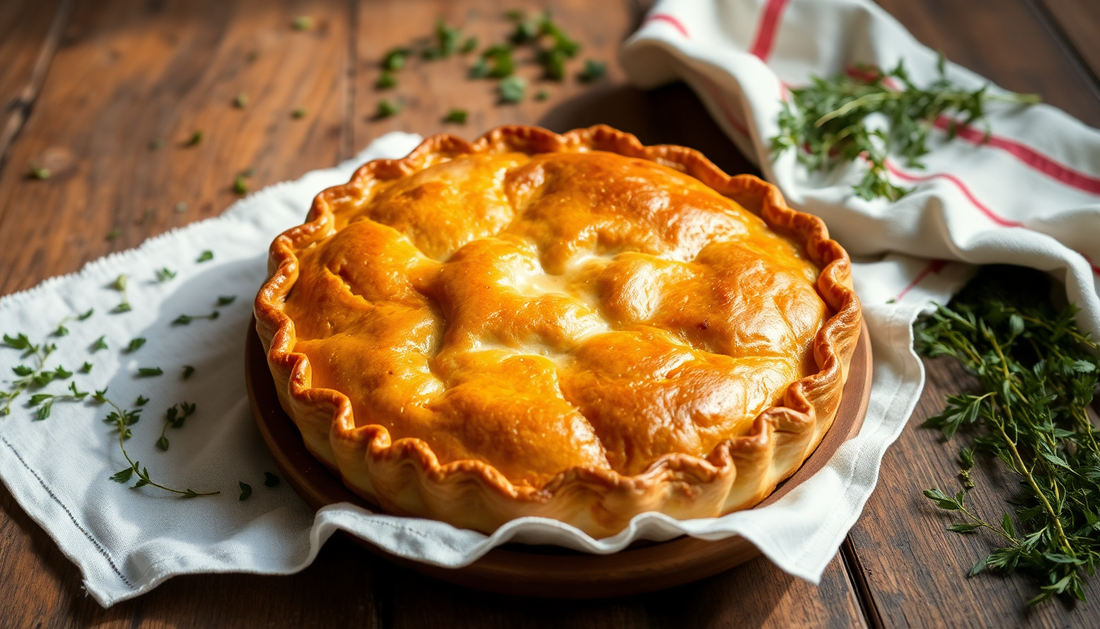Torta dourada e cremosa com recheio suculento, ideal para a receita bola de carnes Páscoa