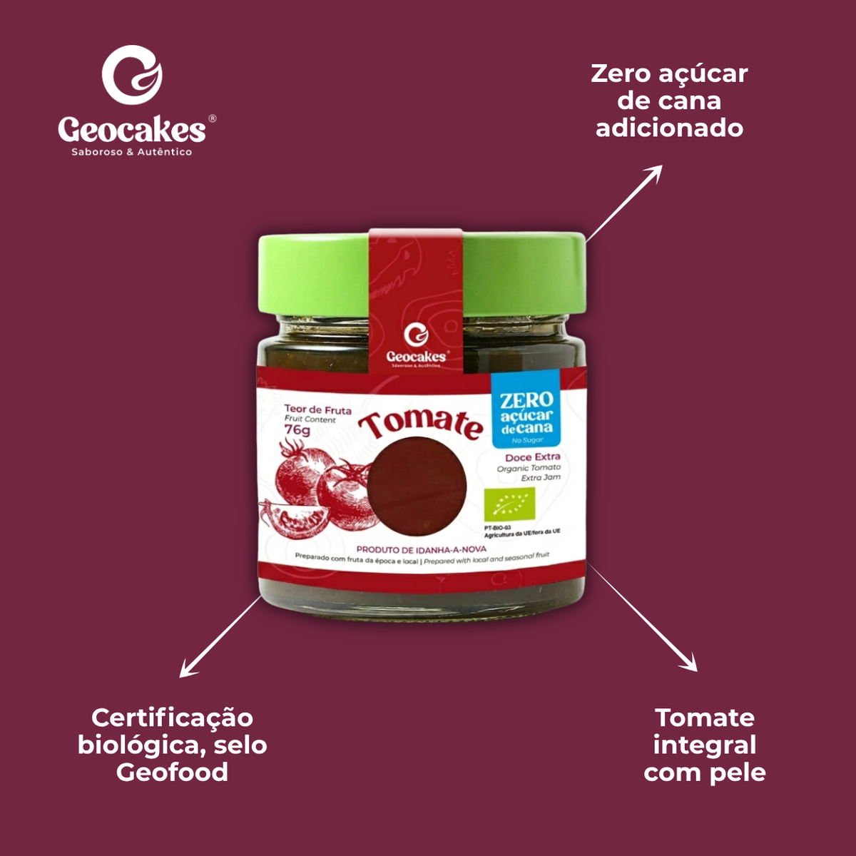 Doce Extra de Tomate Biológico, Sem Açúcar