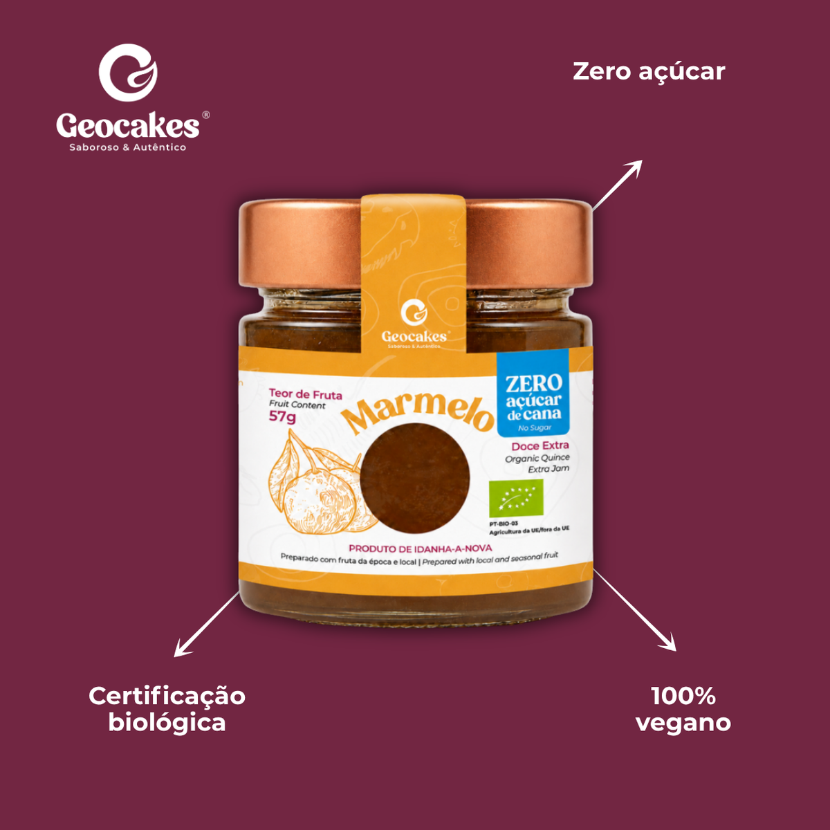 Doce Extra de Marmelo Biológico, Sem Açúcar