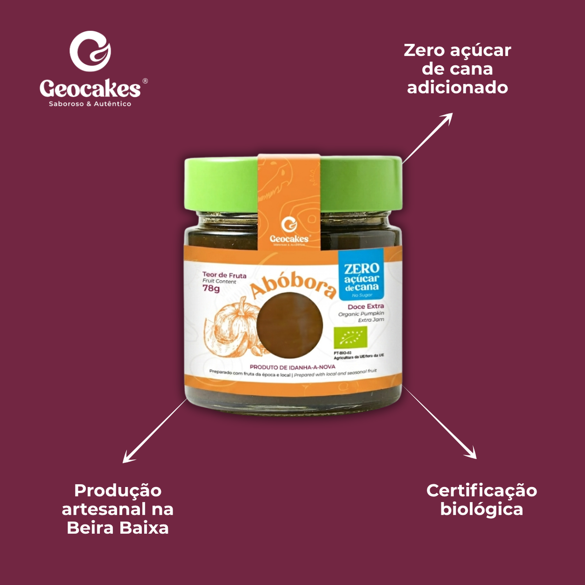 Doce Extra de Abóbora Biológico, Sem Açúcar