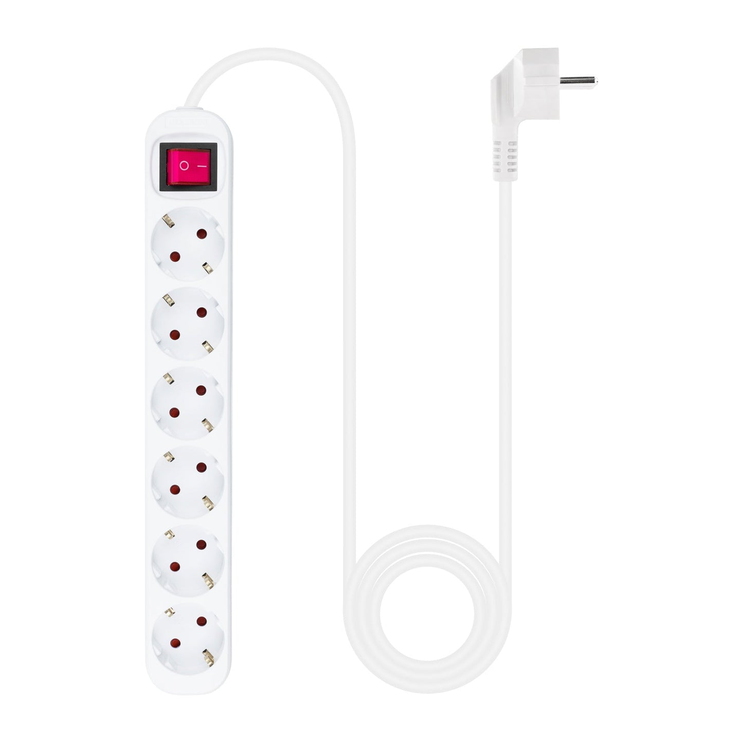 Extensão Nanocable de 6 tomadas com interruptor- 1.4 metros Branco