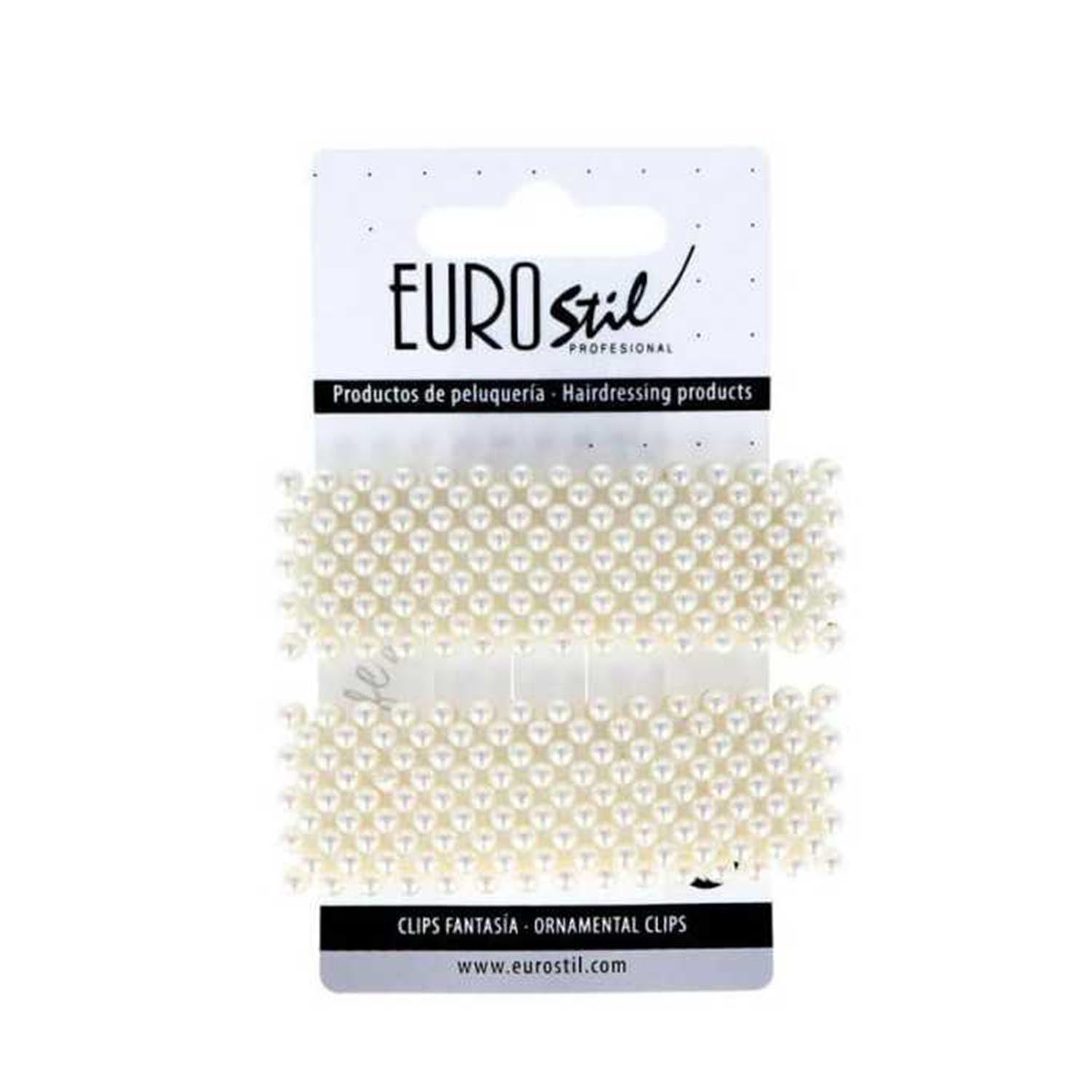 EUROSTIL FANTASIA DORADAS CLIPS RECTANGULARES CON PERLAS PACK 1UN