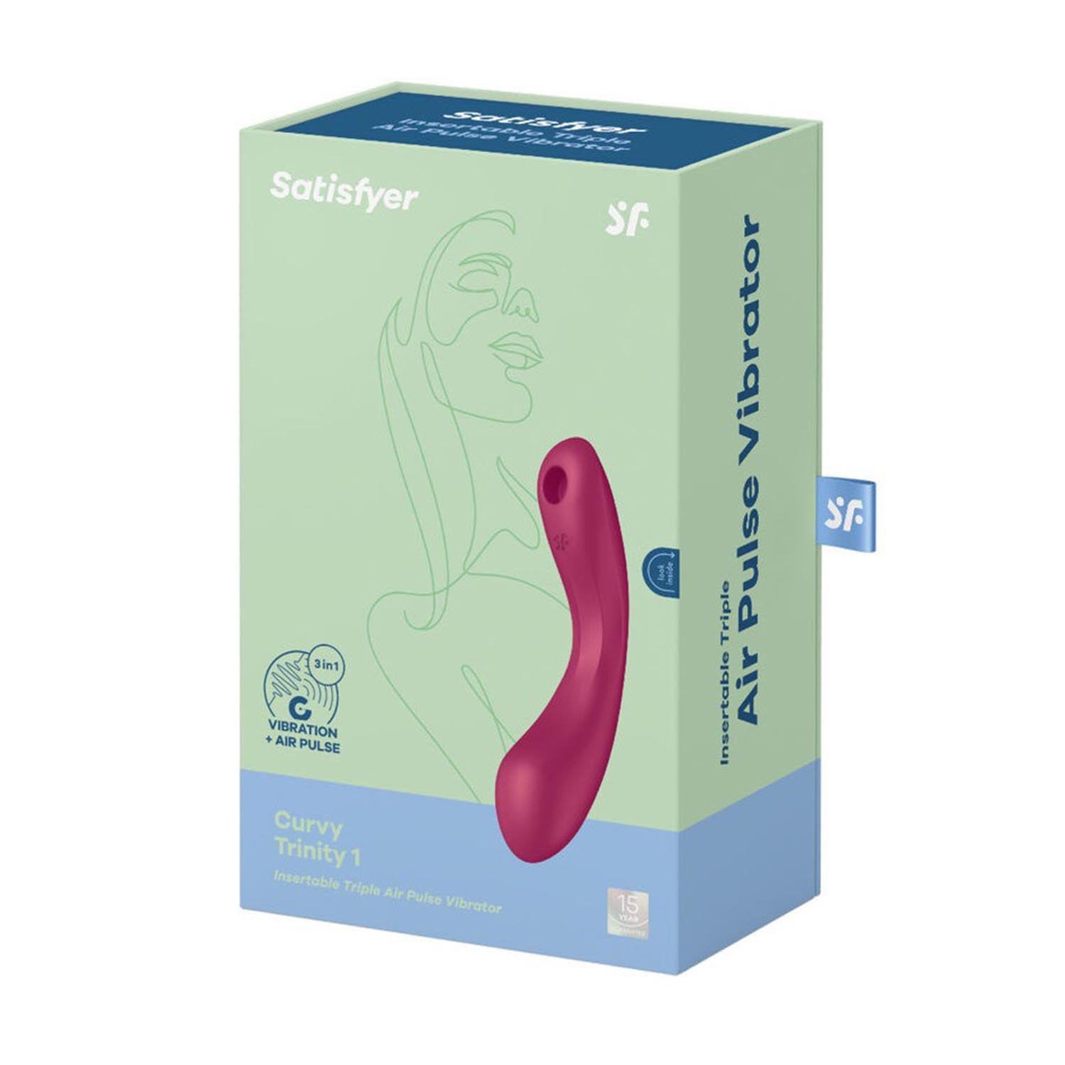 SATISFYER CURVY TRINITY 1 TRIPLE AIR PULSE VIBRATOR ROJO 1UN