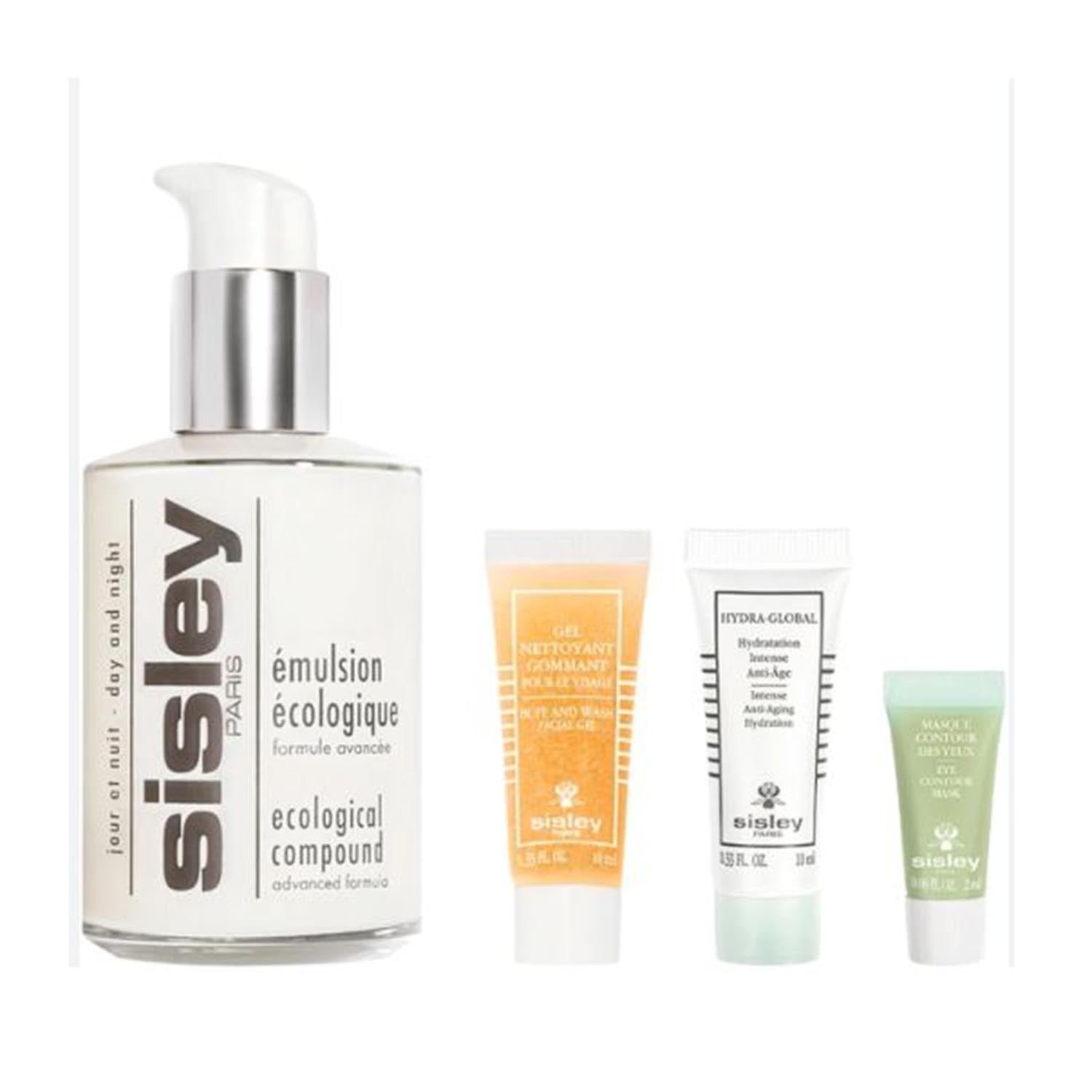 SISLEY ECOLOGIQUE EMULSION 125ML + GEL NETTOYANT 1U + HYDRA-GLOBAL ANTI-AGE TREATMENT 1U. + MASQUE EYE CONTOUR 1U.