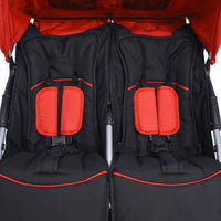 vidaXL Carrinho de bebé para gémeos, aço vermelho e preto