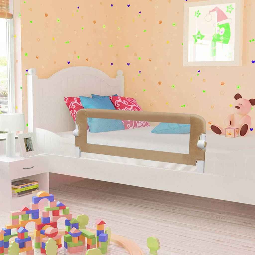 vidaXL Barra segur. cama infantil 102x42cm poliéster cinza-acastanhado