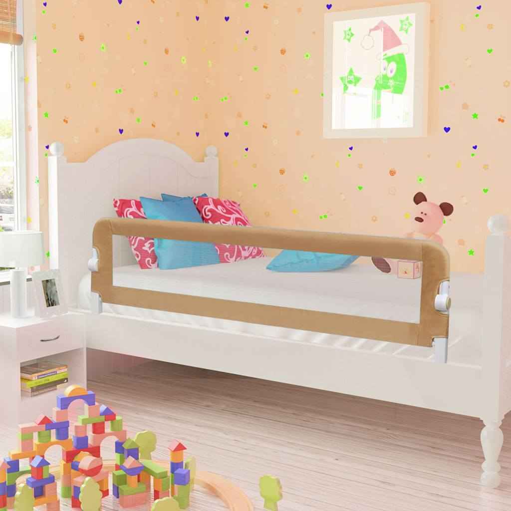 vidaXL Barra segur. cama infantil 102x42cm poliéster cinza-acastanhado