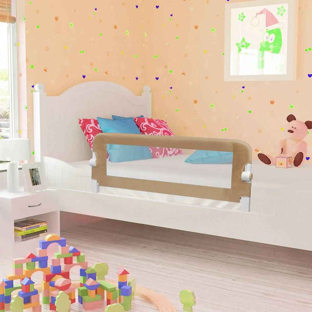 vidaXL Barra segur. cama infantil 102x42cm poliéster cinza-acastanhado