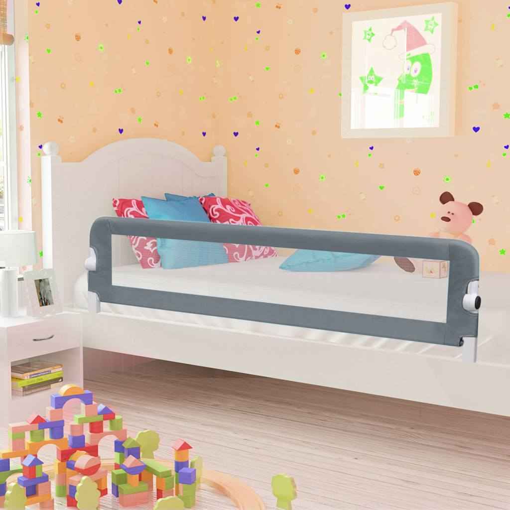 vidaXL Barra segur. cama infantil 102x42cm poliéster cinza-acastanhado