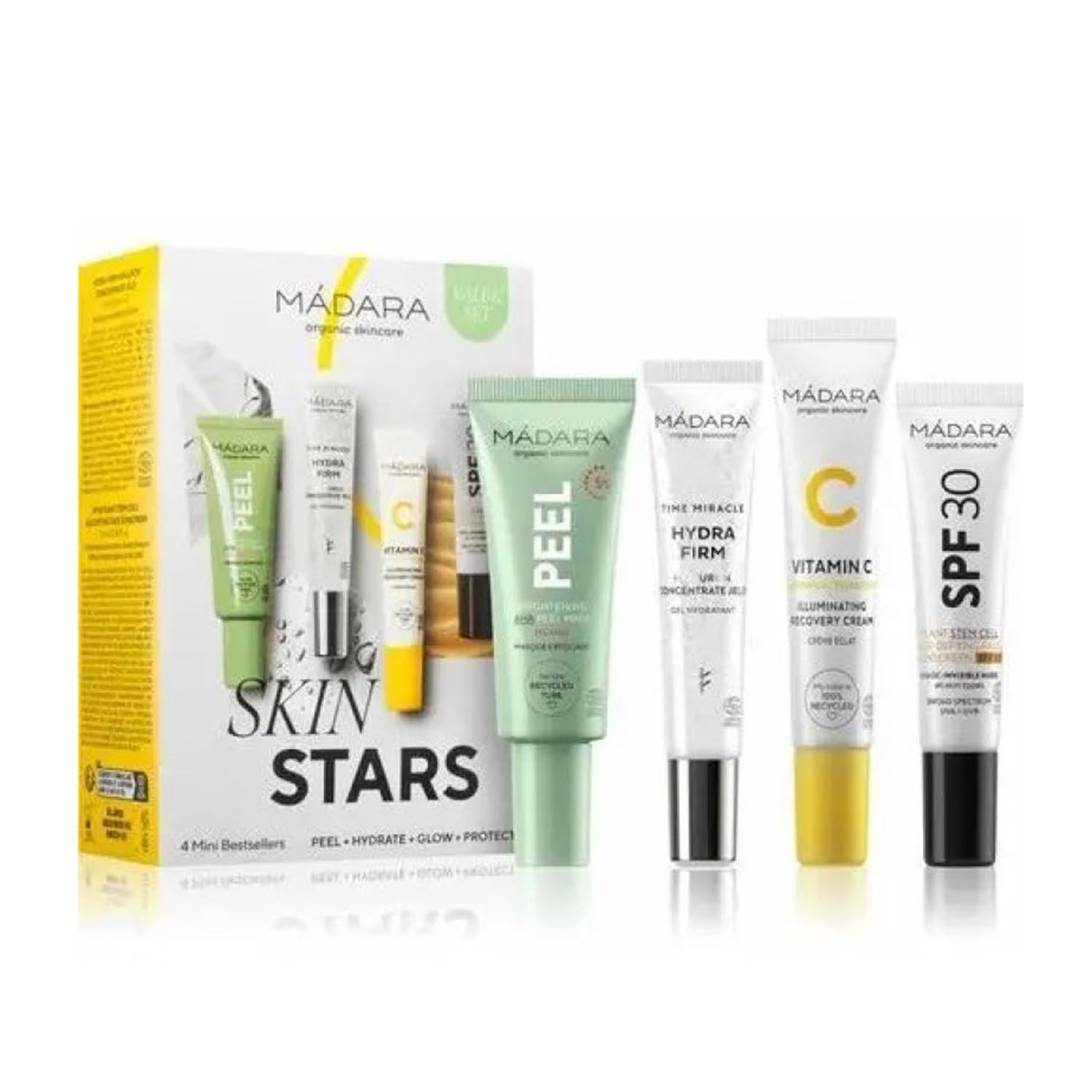 MADARA SKIN STARS CREMA PEEL PACK 1UN + HYDRATE CREMA + GLOW 1U + PROTECT PACK