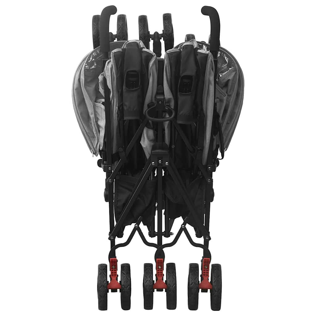 vidaXL Carrinho de bebé para gémeos aço cinzento-claro