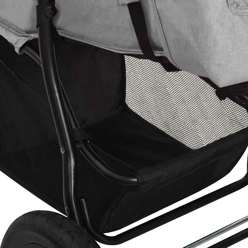 vidaXL Carrinho de bebé aço cinzento-claro