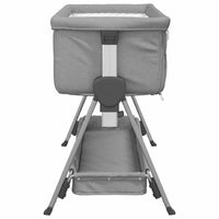 vidaXL Cama de bebé com colchão tecido de linho cinzento-claro