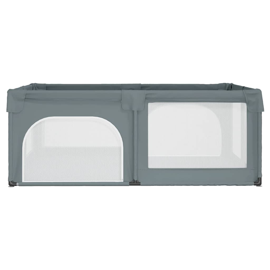 vidaXL Parque para bebés com 2 portas tecido Oxford cinzento-claro
