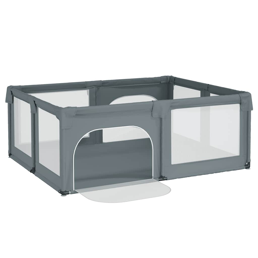 vidaXL Parque para bebés com 2 portas tecido Oxford cinzento-claro