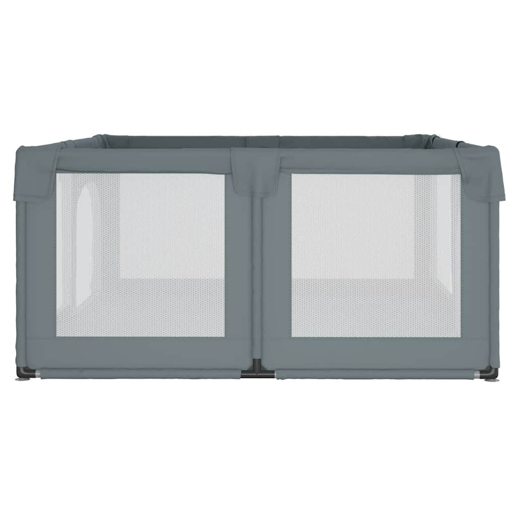 vidaXL Parque para bebés com 2 portas tecido Oxford cinzento-claro