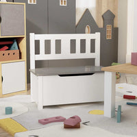 vidaXL Banco de arrumação infantil 60x30x55 cm MDF branco e cinzento