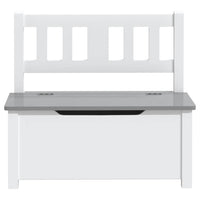 vidaXL Banco de arrumação infantil 60x30x55 cm MDF branco e cinzento