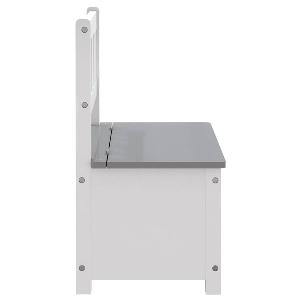 vidaXL Banco de arrumação infantil 60x30x55 cm MDF branco e cinzento