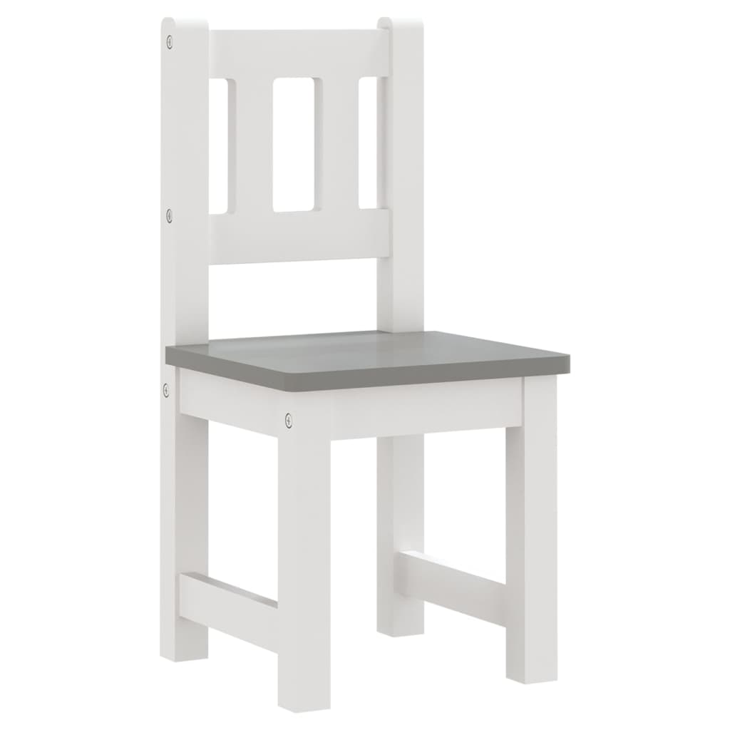 vidaXL 3 pcs conjunto mesa e cadeiras infantil MDF branco e cinzento