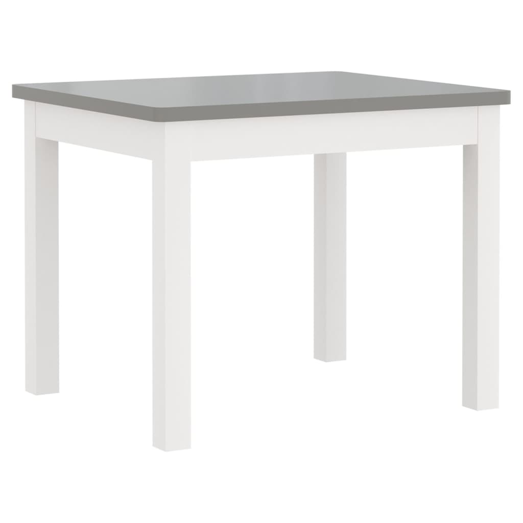 vidaXL 3 pcs conjunto mesa e cadeiras infantil MDF branco e cinzento