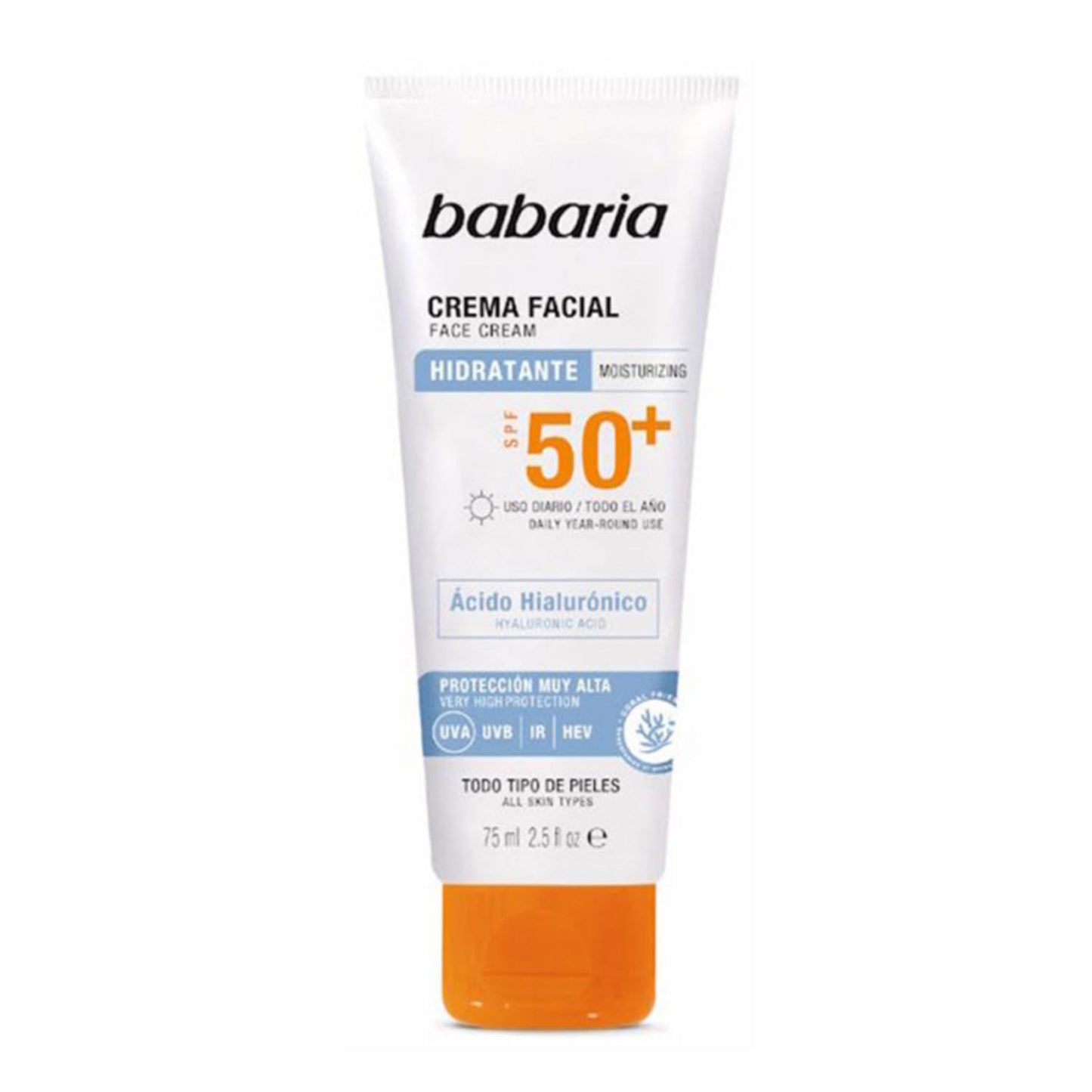 Babaria Hidratante Creme Facial Spf50+ Todo Tipo De Pél 75Ml