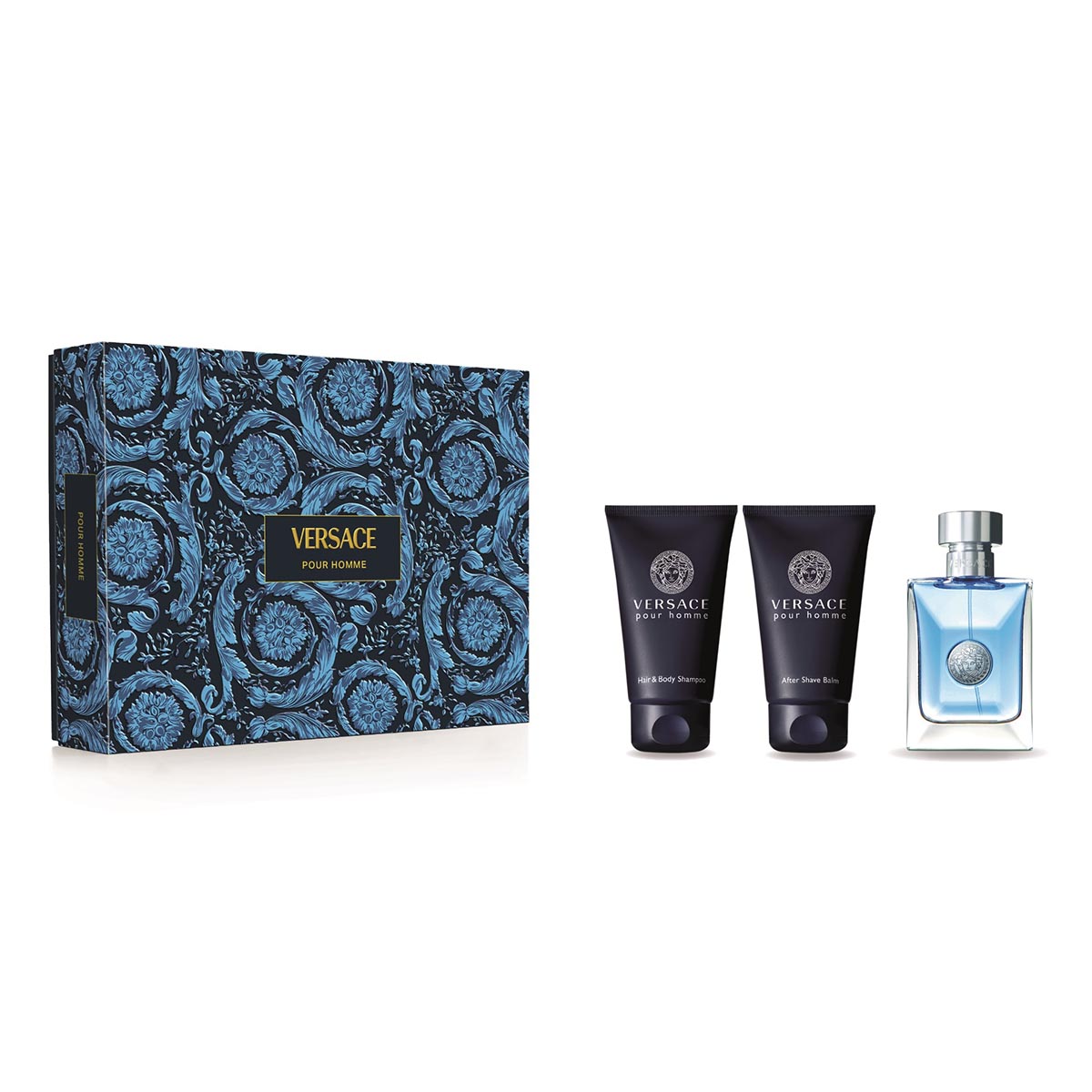 VERSACE POUR HOMME EAU DE TOILETTE 50ML VAPORIZADOR + LOCION CORPORAL PERFUMADA 50ML + LOCION AFTER SHAVE 100ML