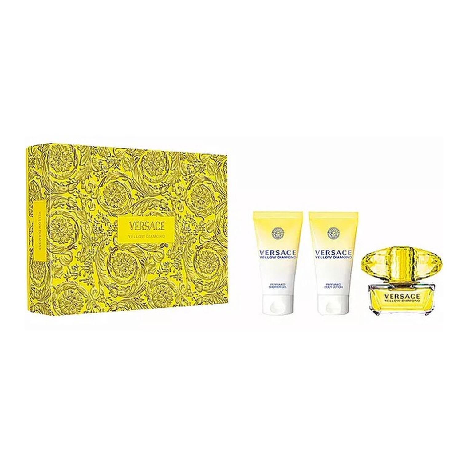 VERSACE YELLOW DIAMOND EAU DE TOILETTE 50ML VAPORIZADOR + GEL DE BAÑO 50ML + LOCION CORPORAL 50ML