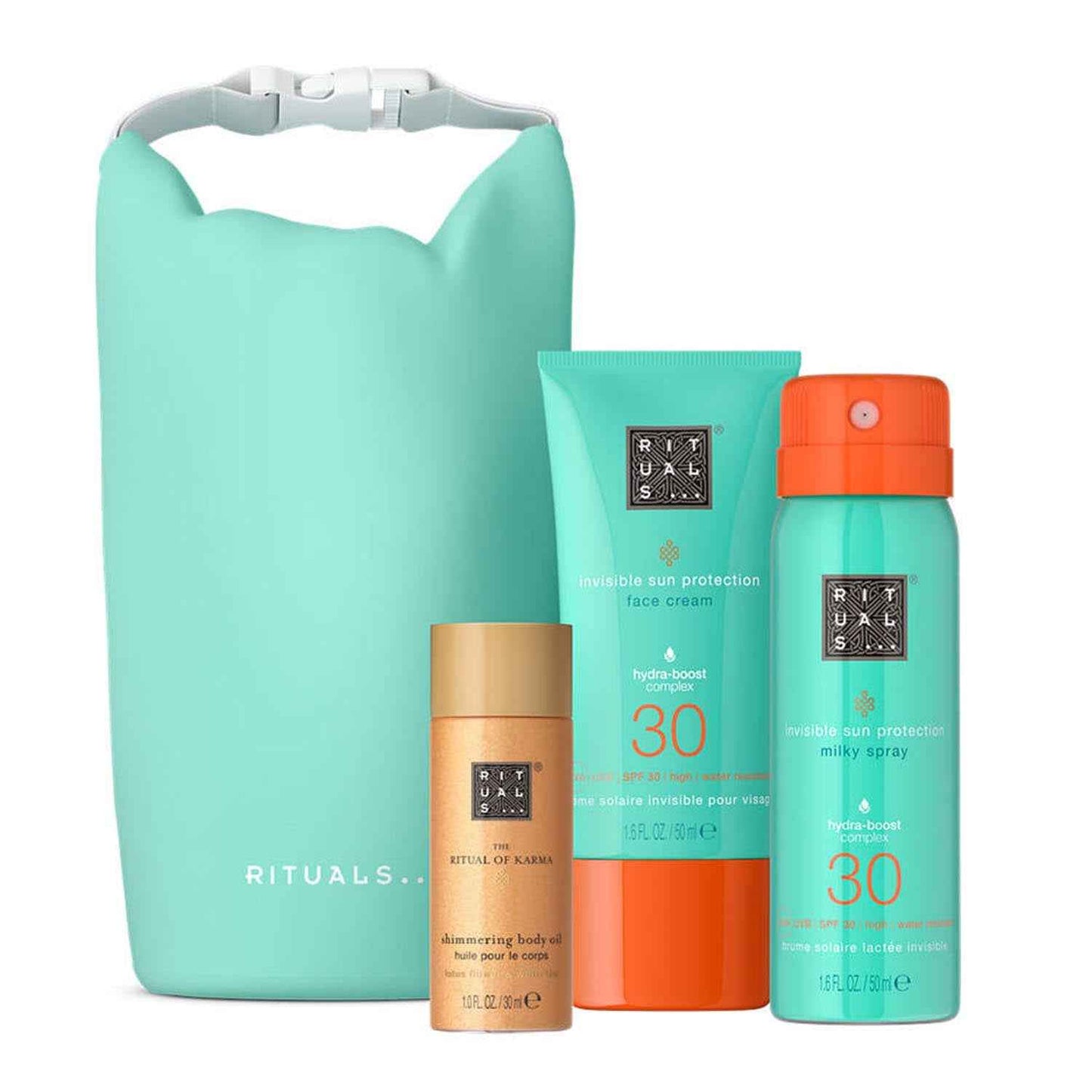 Rituals Of Karma Shimmering Body Oil 30Ml Vaporizador + Sun Face Creme Spf30 50Ml + Milky Spray Spf30 50Ml Vaporizador