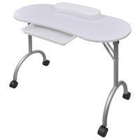 Mesa manicure dobrável com rodas, preta
