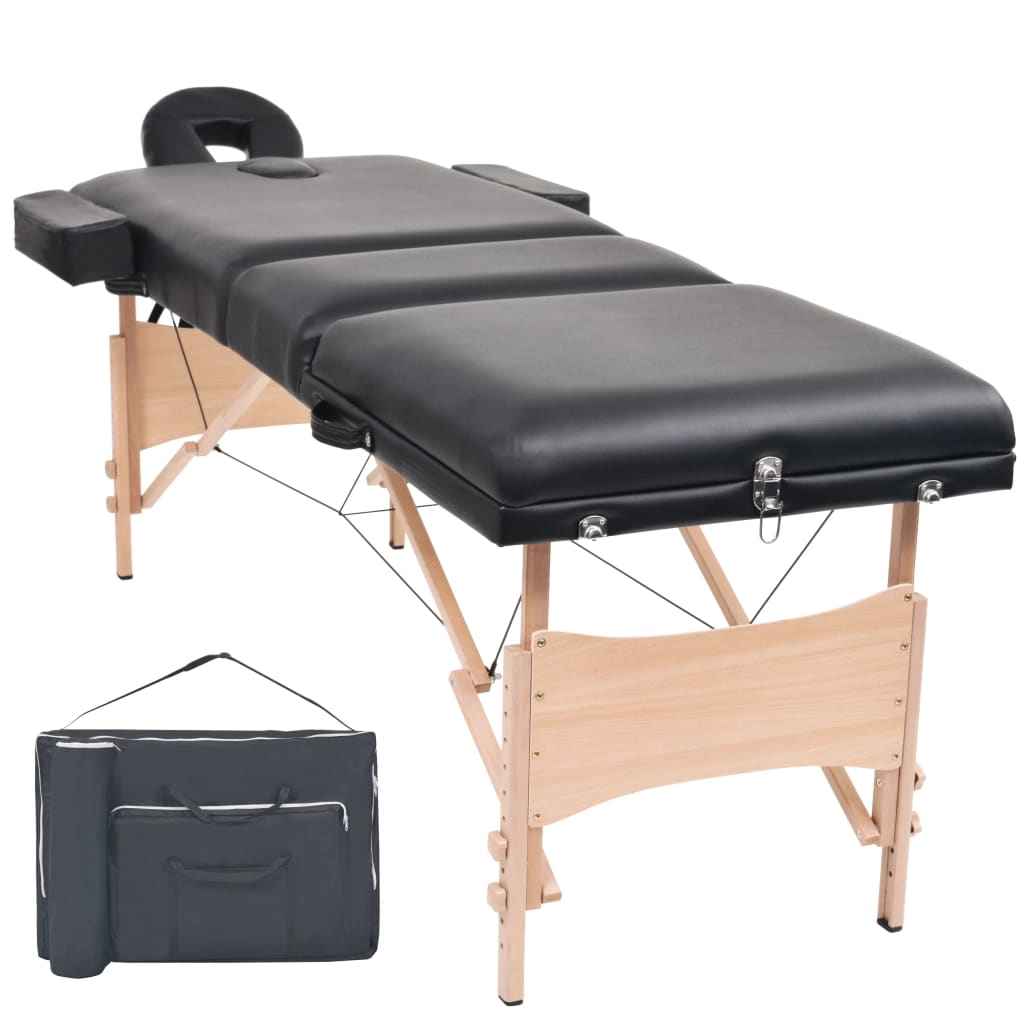 vidaXL Mesa de massagens dobrável 3 zonas 10 cm espessura branco
