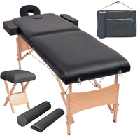 vidaXL Mesa massagem dobrável 2 zonas + banco 10 cm espessura branco
