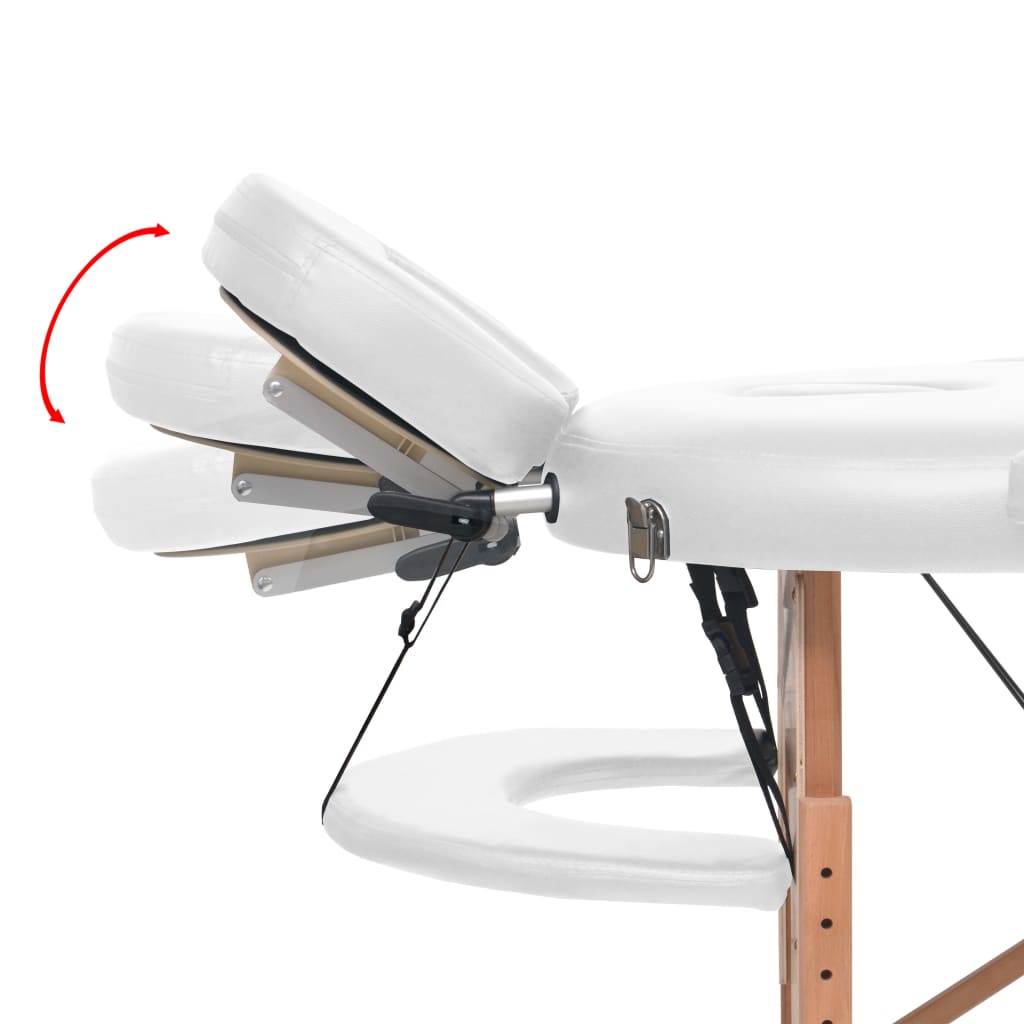 vidaXL Mesa de massagem dobrável c/ 2 rolos 4cm espessura oval branco