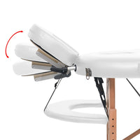 vidaXL Mesa de massagem dobrável c/ 2 rolos 4cm espessura oval branco
