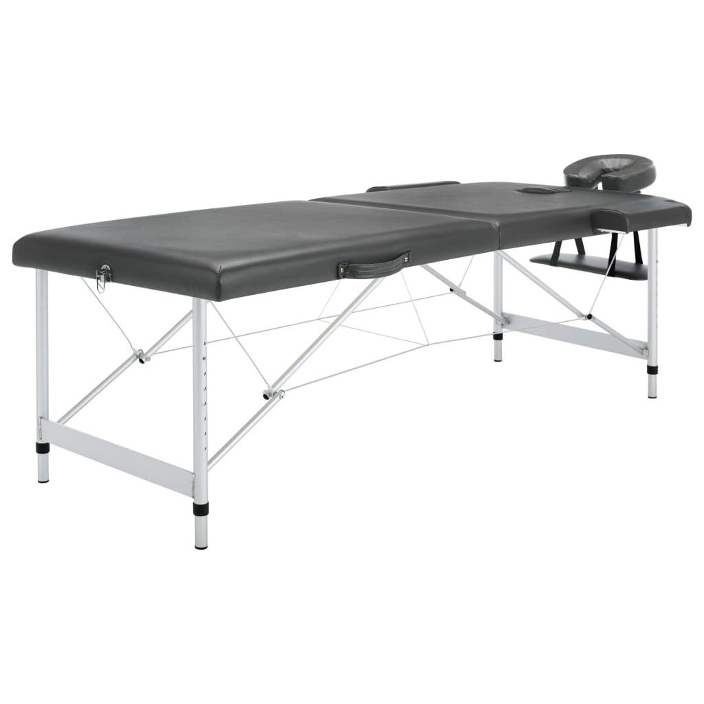 vidaXL Mesa massagens dobrável 2 zonas estrutura alumínio branco nata