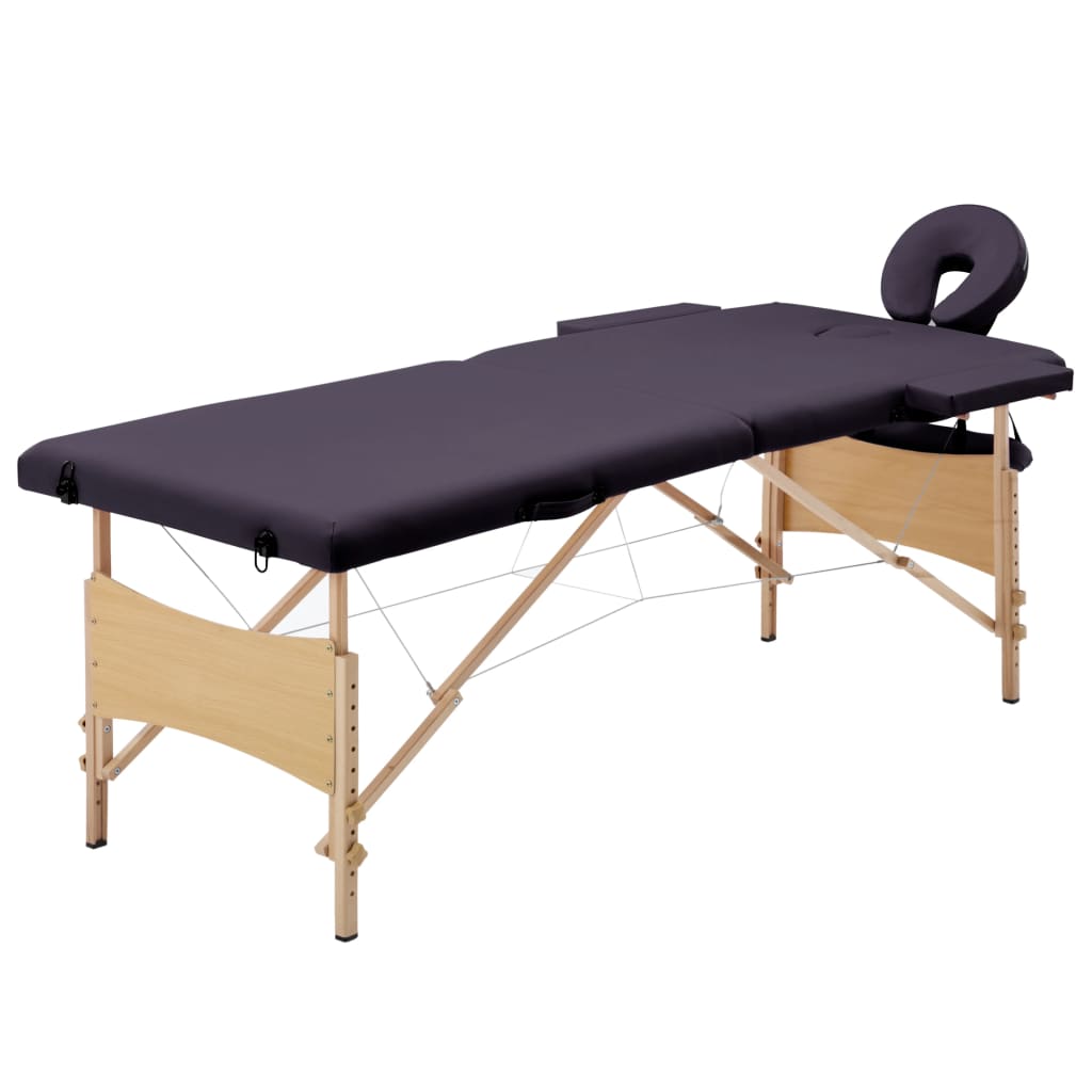 vidaXL Mesa de massagens dobrável 2 zonas madeira rosa