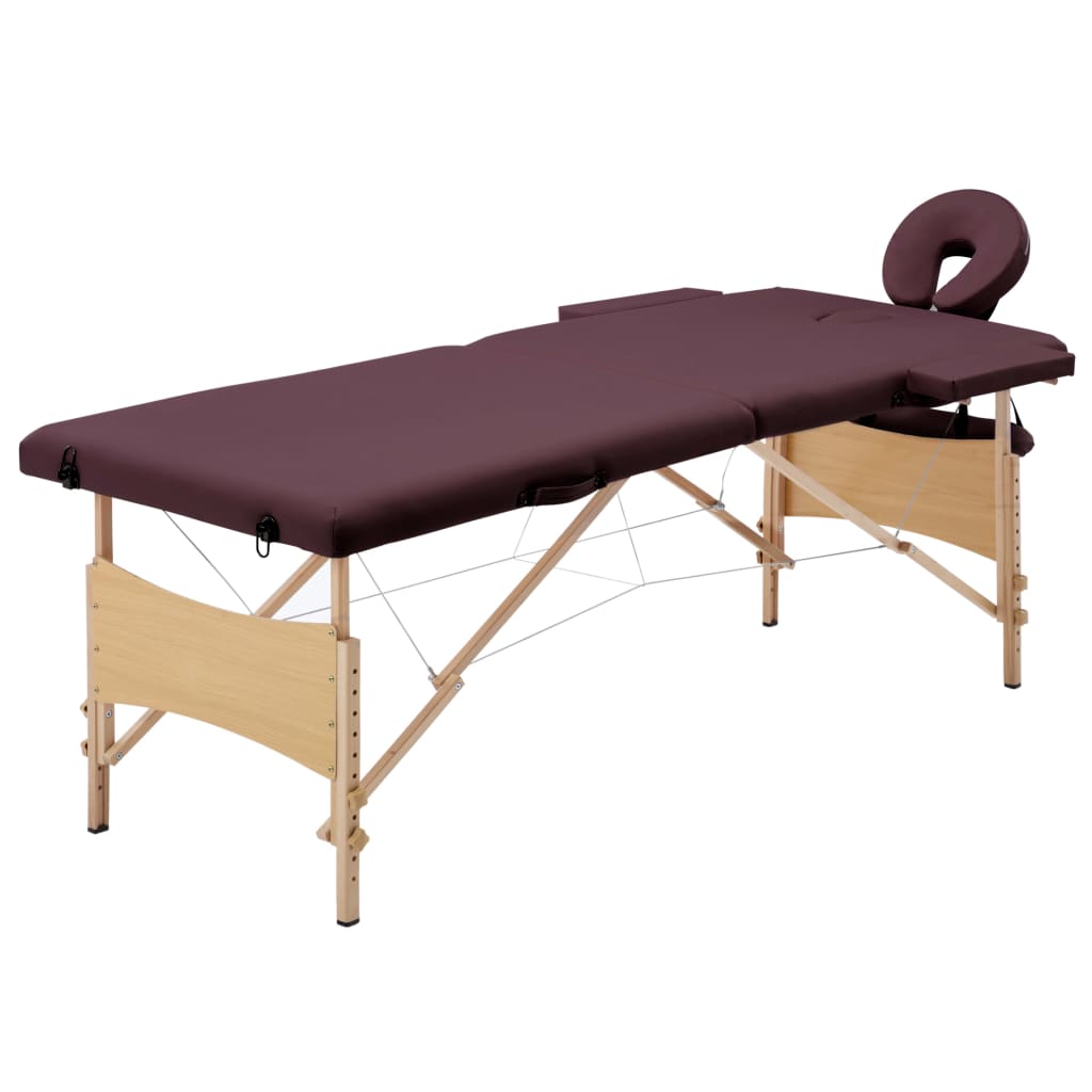 vidaXL Mesa de massagens dobrável 2 zonas madeira rosa