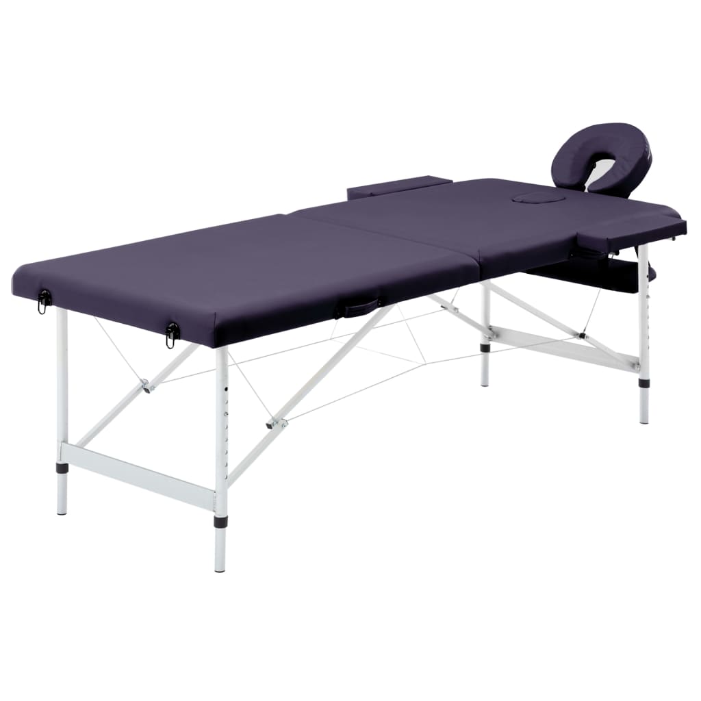 vidaXL Mesa de massagens dobrável 2 zonas alumínio rosa