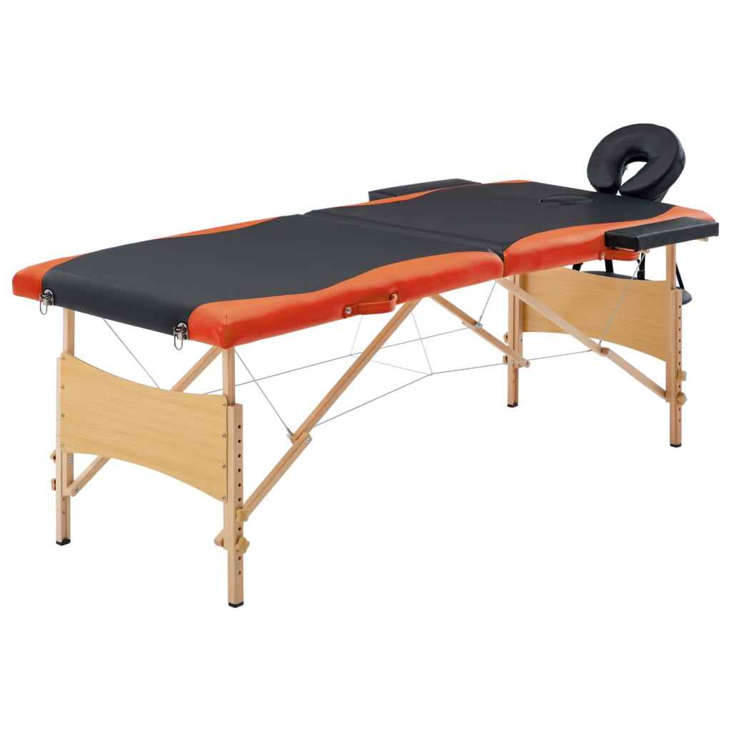 vidaXL Mesa de massagens dobrável 2 zonas madeira rosa