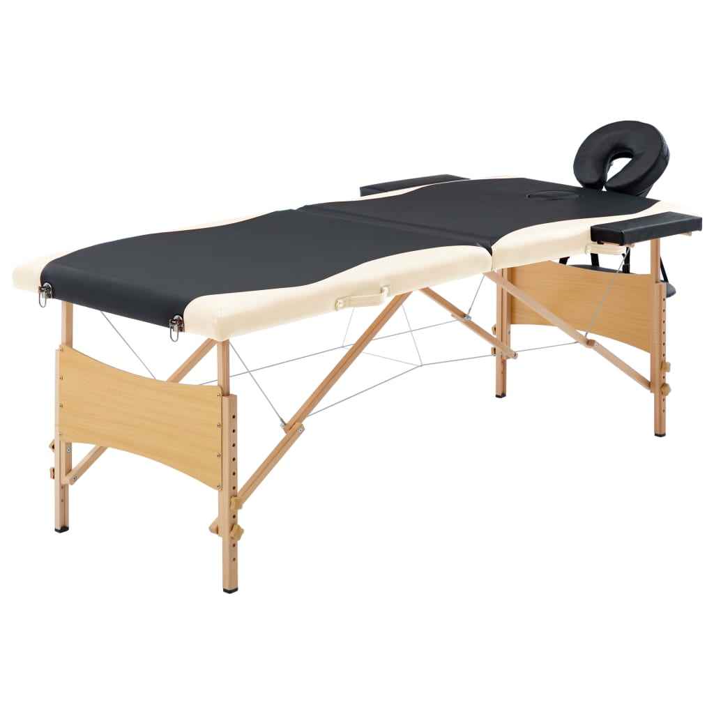 vidaXL Mesa de massagens dobrável 2 zonas madeira rosa