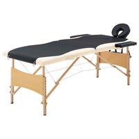 vidaXL Mesa de massagens dobrável 2 zonas madeira rosa