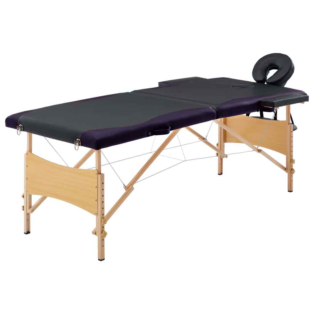 vidaXL Mesa de massagens dobrável 2 zonas madeira rosa